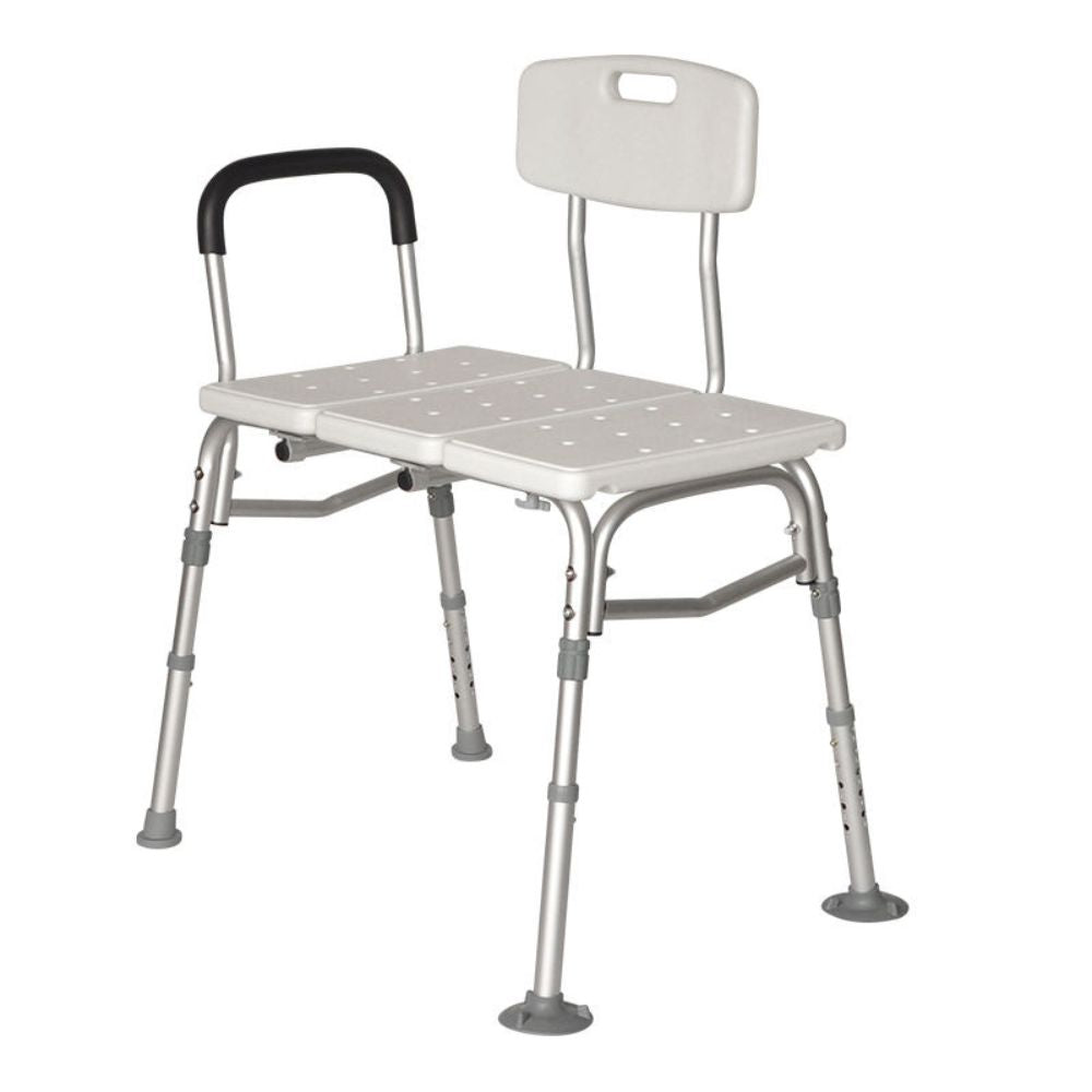 Adjustable bath chair with backrest and armrest on a white background