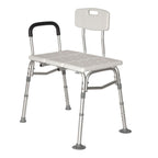 Adjustable bath chair with backrest and armrest on a white background