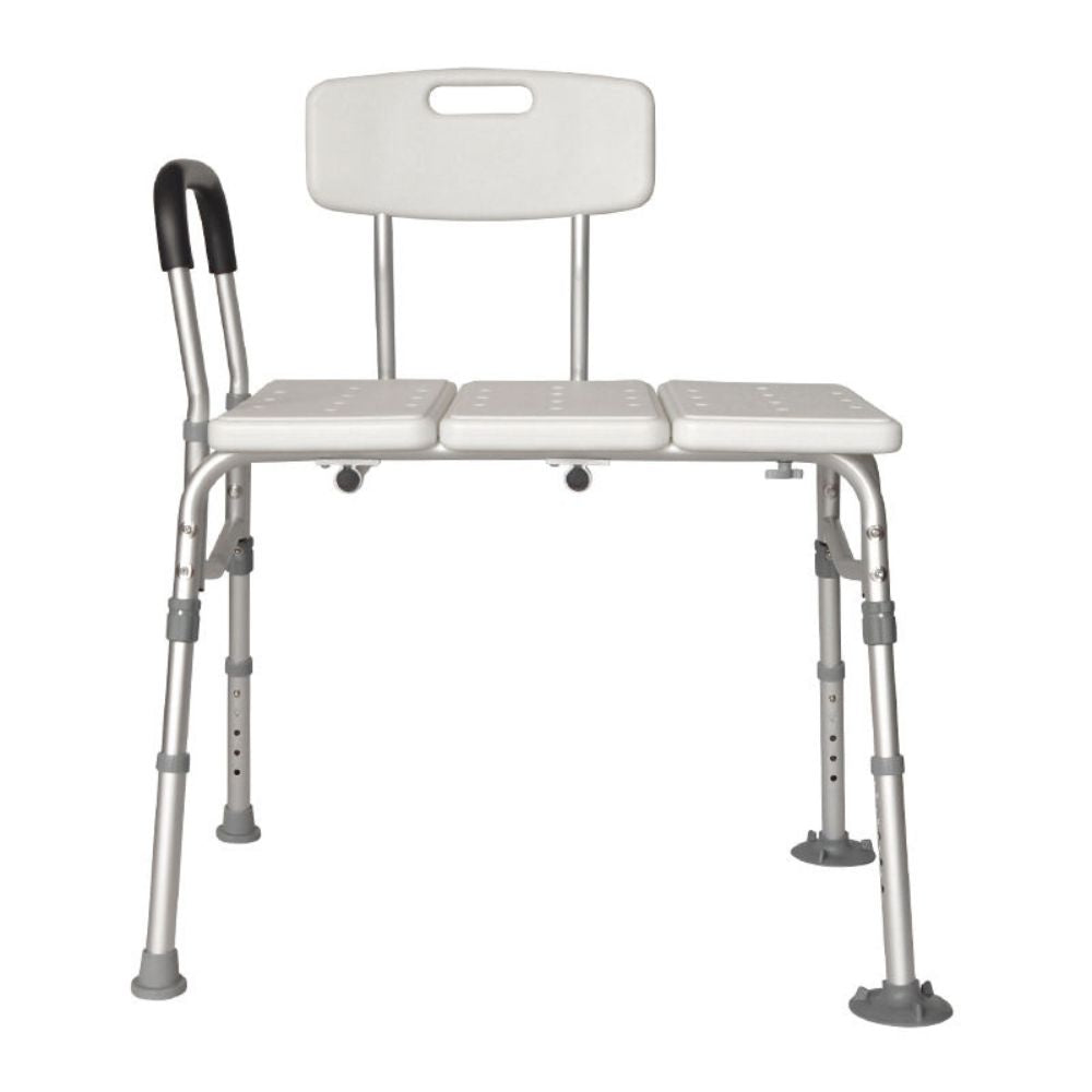 Medical bath bench with adjustable legs on a white background