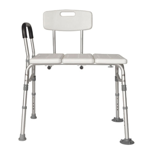 Medical bath bench with adjustable legs on a white background
